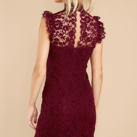 Wine Lace Sheath Dress - Picture 7 of 9